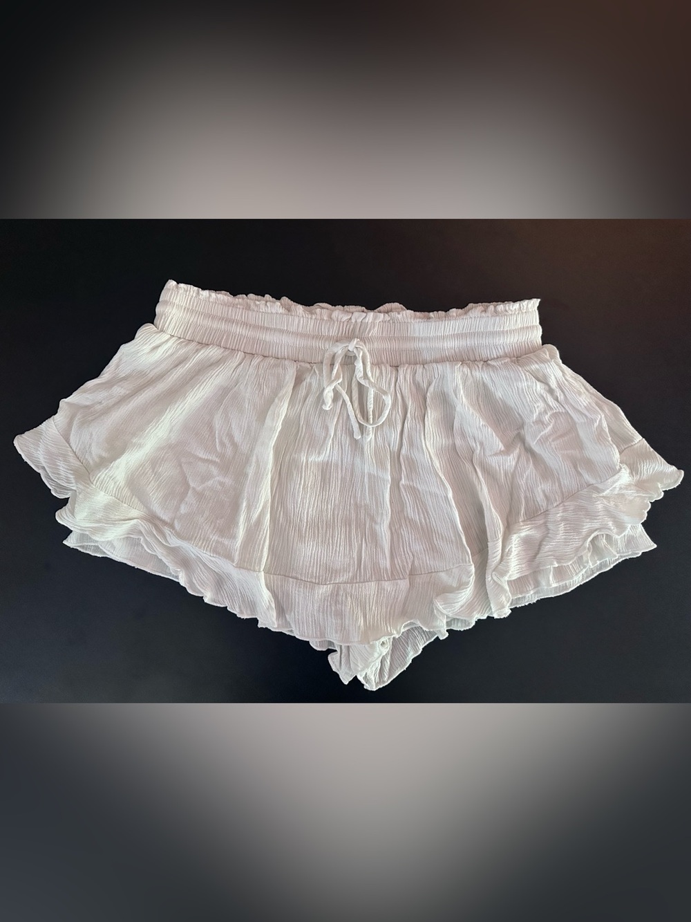 White Crinkled Ruffle Skort